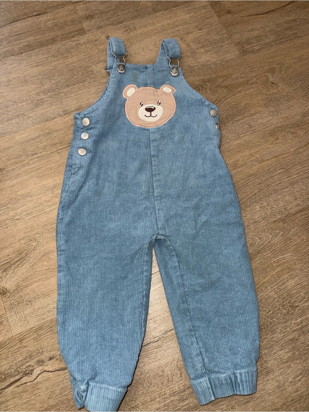 Kids Blue Corduroy Bear Overalls